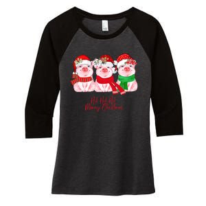 Christmas Pigs Ho Ho Ho Merry Christmas Christmas Farm Women's Tri-Blend 3/4-Sleeve Raglan Shirt