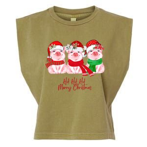 Christmas Pigs Ho Ho Ho Merry Christmas Christmas Farm Garment-Dyed Women's Muscle Tee