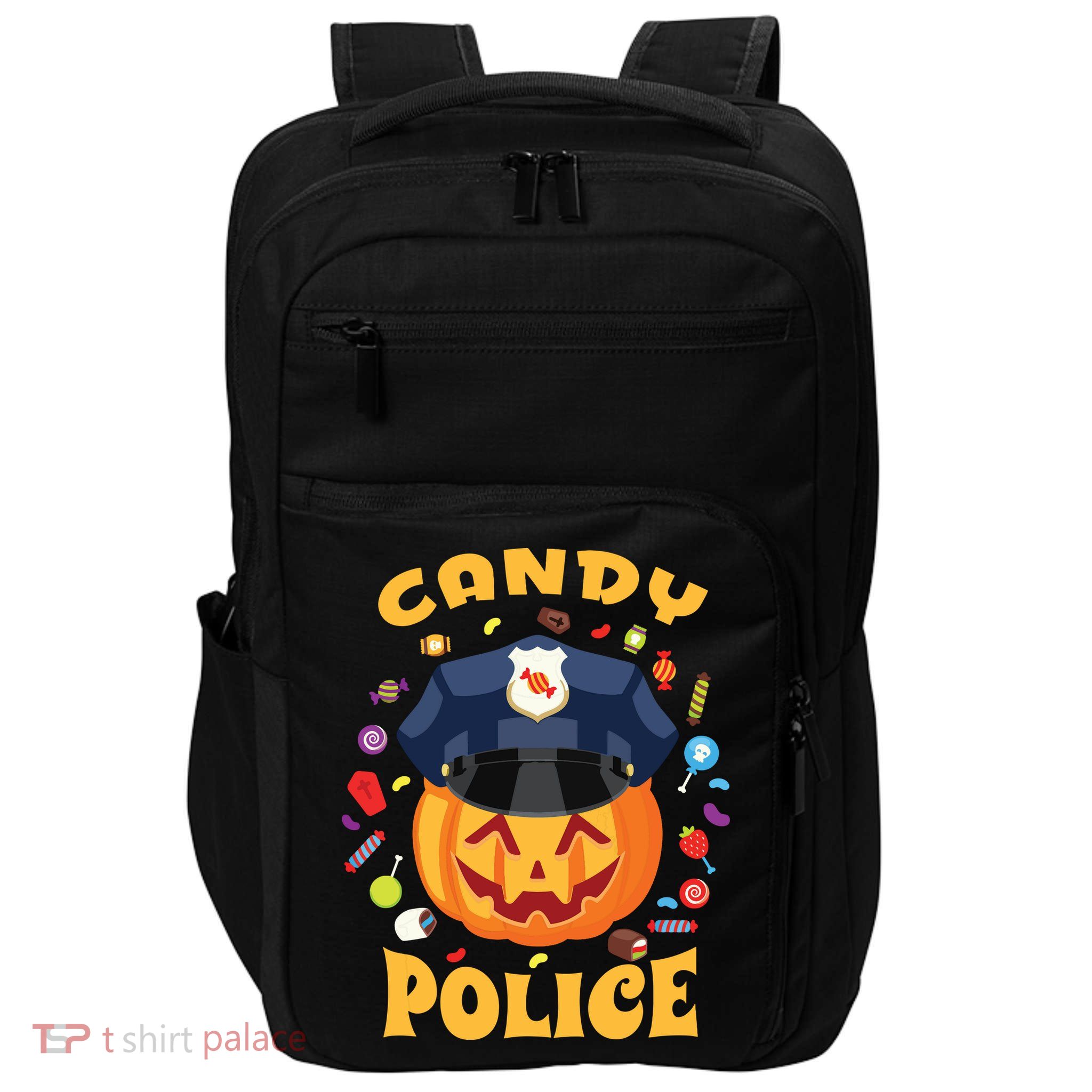 Candy Police Halloween Party Costume Security Funny Impact Tech Backpack