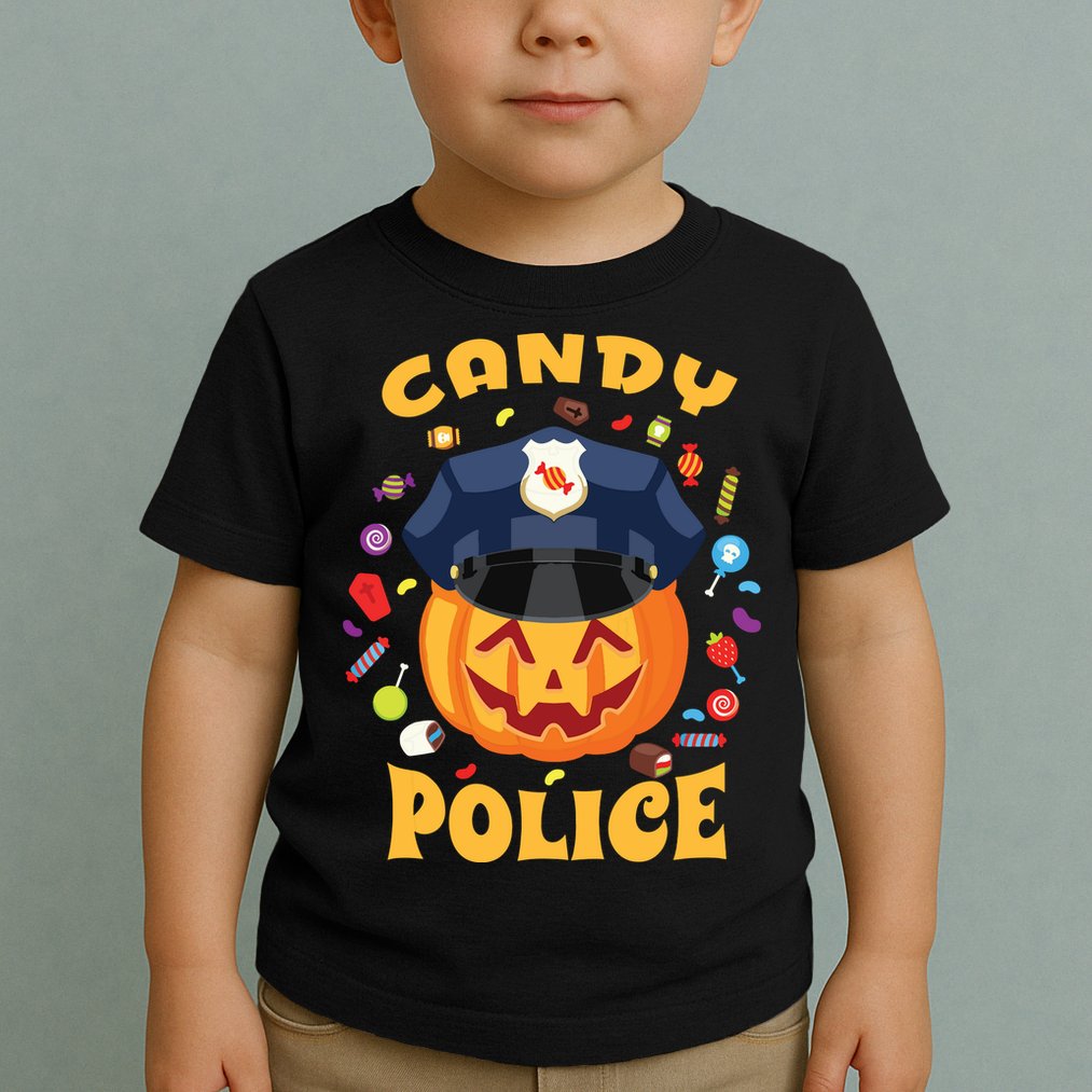 Candy Police Halloween Party Costume Security Funny Toddler T-Shirt