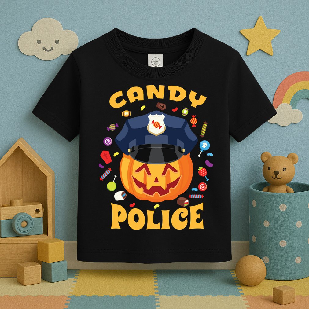 Candy Police Halloween Party Costume Security Funny Toddler T-Shirt