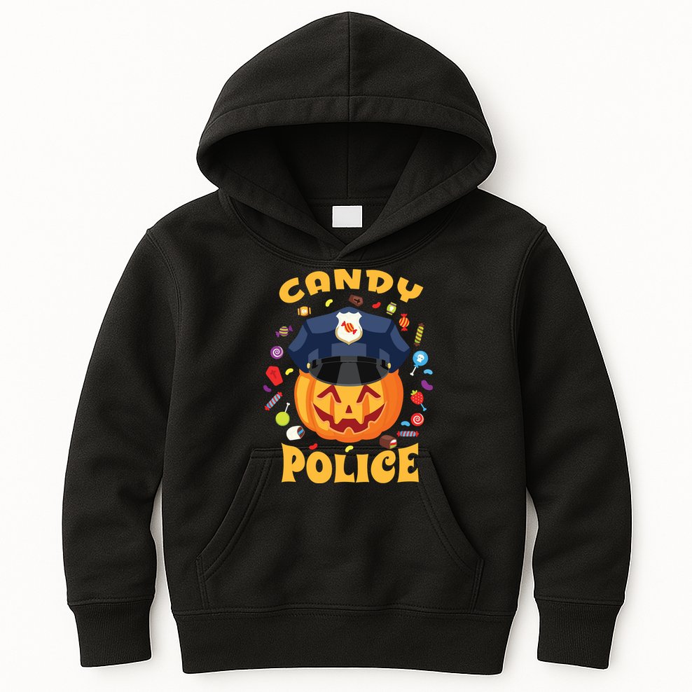 Candy Police Halloween Party Costume Security Funny Kids Hoodie
