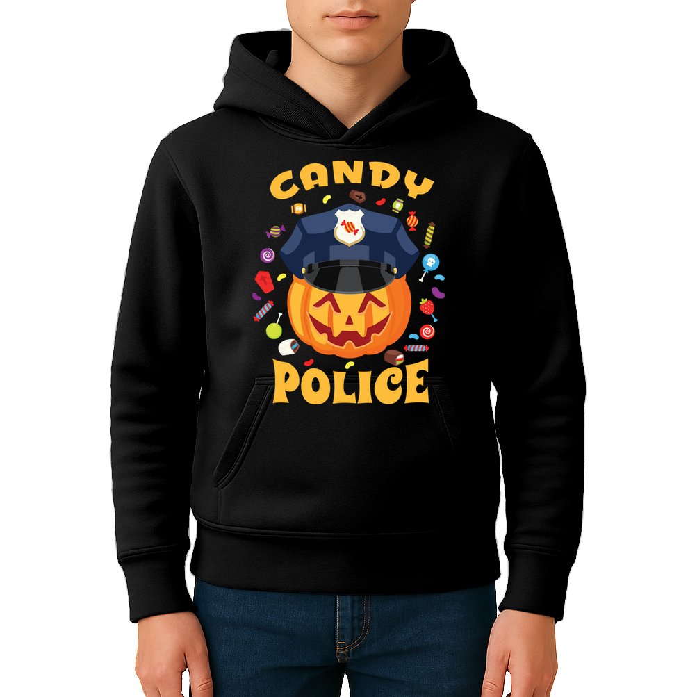 Candy Police Halloween Party Costume Security Funny Kids Hoodie