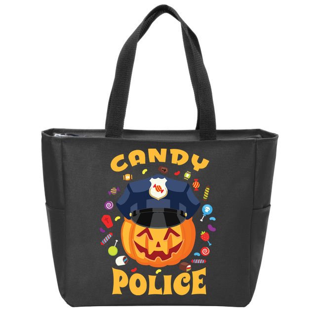 Candy Police Halloween Party Costume Security Funny Zip Tote Bag