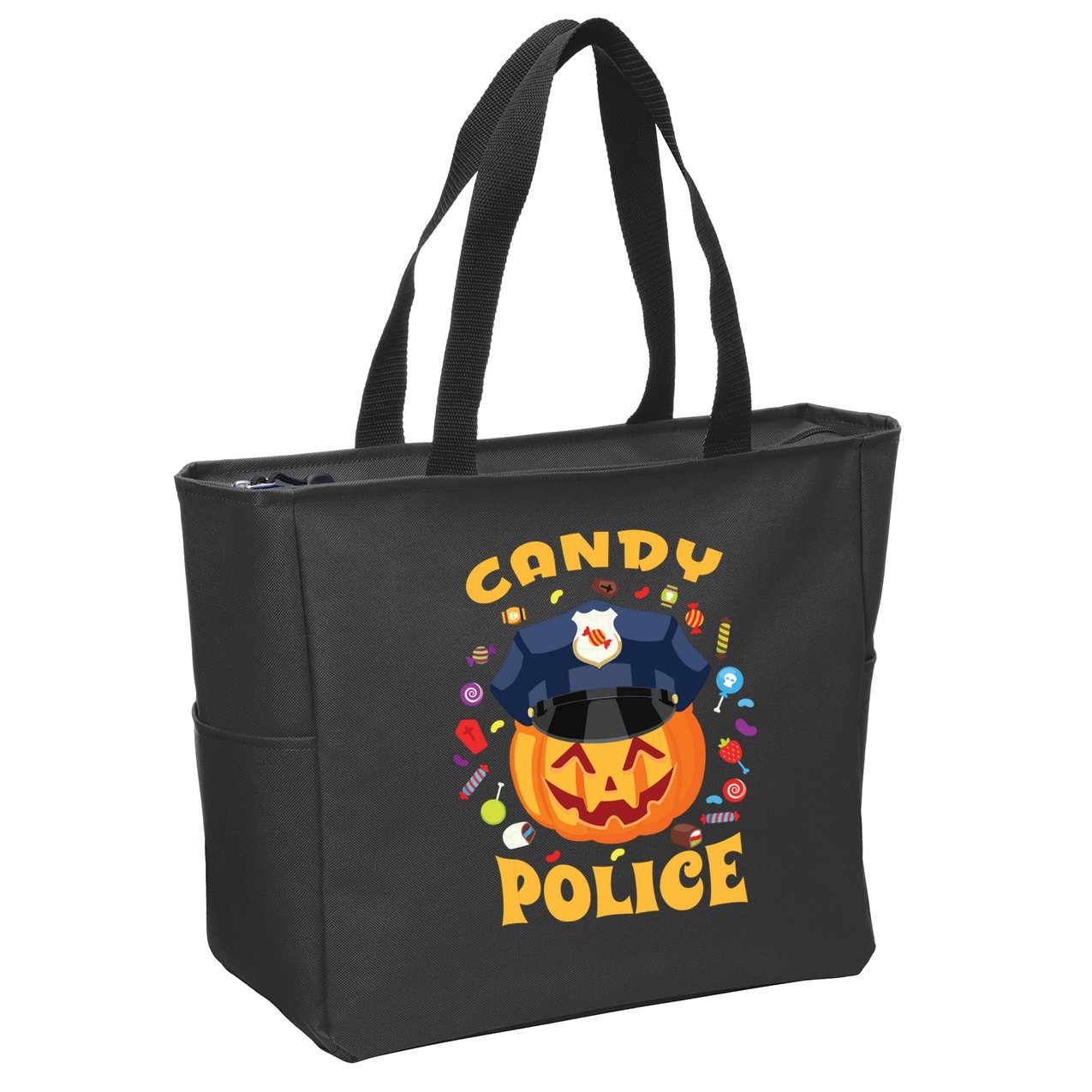 Candy Police Halloween Party Costume Security Funny Zip Tote Bag