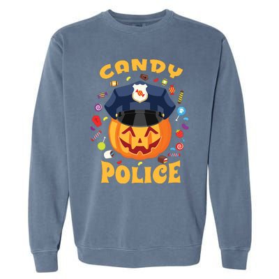 Candy Police Halloween Party Costume Security Funny Garment-Dyed Sweatshirt