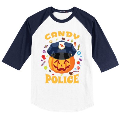 Candy Police Halloween Party Costume Security Funny Baseball Sleeve Shirt