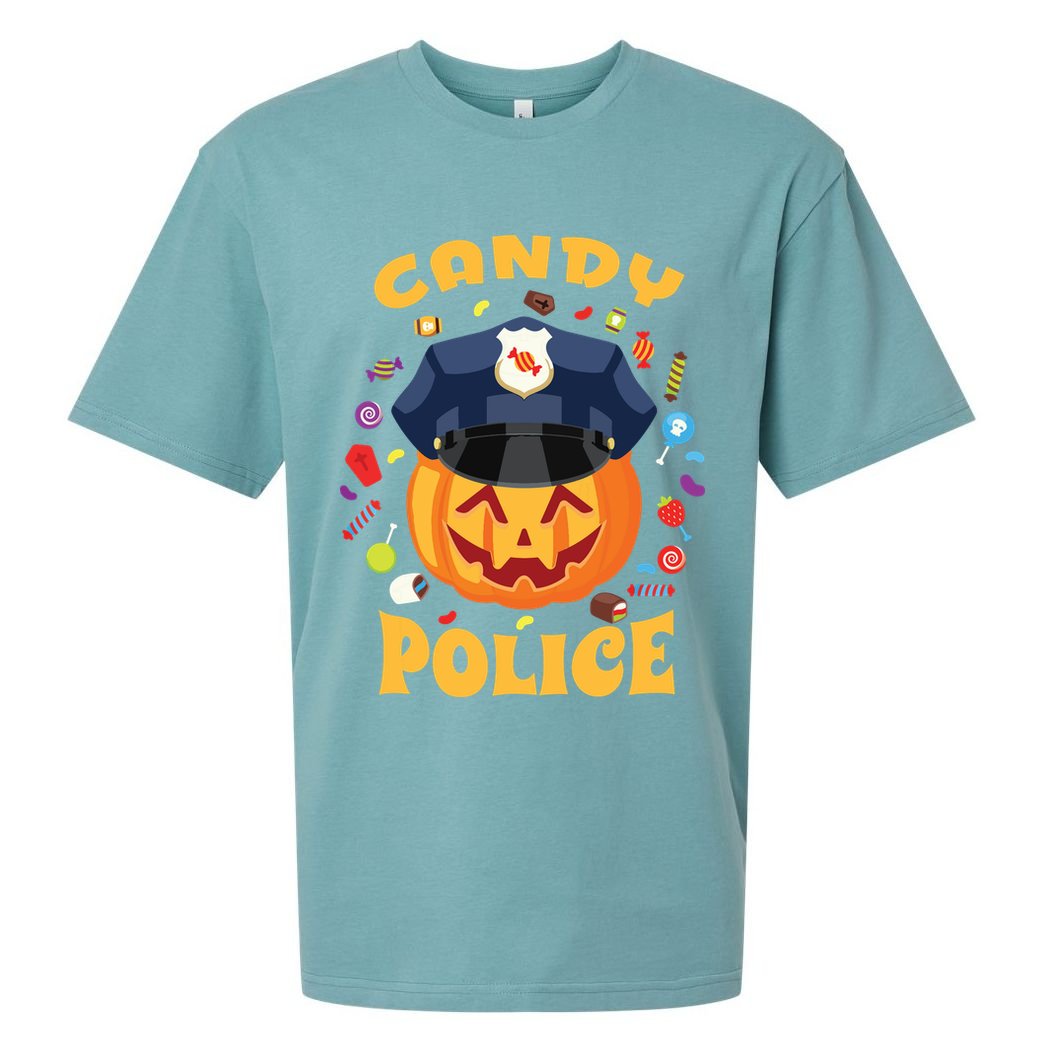 Candy Police Halloween Party Costume Security Funny Sueded Cloud Jersey T-Shirt