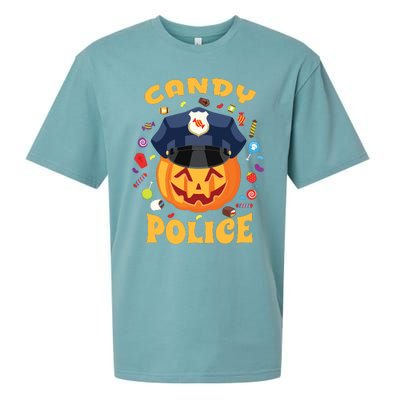 Candy Police Halloween Party Costume Security Funny Sueded Cloud Jersey T-Shirt