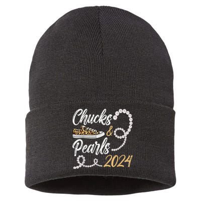 Chucks & Pearls Harris 2024 Leopard Shoes Kamala Harris Sustainable Knit Beanie