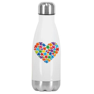 Colorful Puzzle Heart Autism Awareness Graphic Stainless Steel Insulated Water Bottle