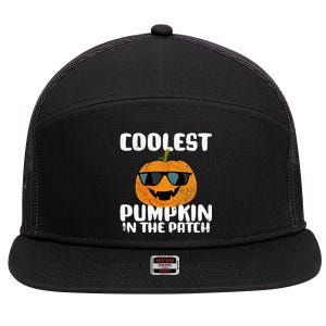 Coolest Pumpkin In The Patch Halloween Girls Kids 7 Panel Mesh Trucker Snapback Hat