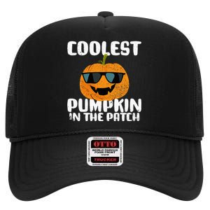 Coolest Pumpkin In The Patch Halloween Girls Kids High Crown Mesh Back Trucker Hat