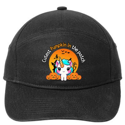 Cutest Pumpkin In The Patch Unicorn Witch Halloween Kawaii 7-Panel Snapback Hat