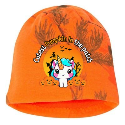 Cutest Pumpkin In The Patch Unicorn Witch Halloween Kawaii Kati - Camo Knit Beanie