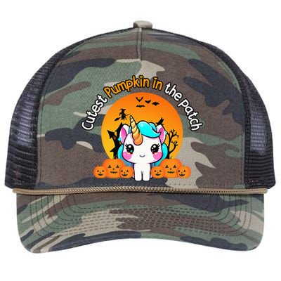 Cutest Pumpkin In The Patch Unicorn Witch Halloween Kawaii Retro Rope Trucker Hat Cap