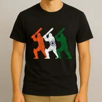 Cricket Player Indian Flag Vintage India Cricket T-Shirt