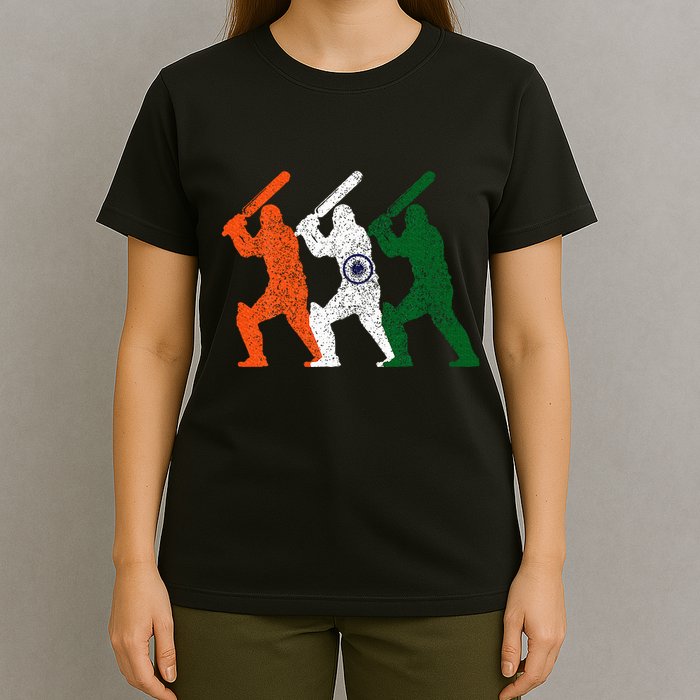 Cricket Player Indian Flag Vintage India Cricket T-Shirt