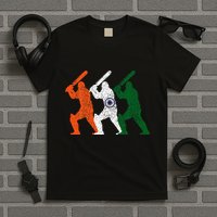Cricket Player Indian Flag Vintage India Cricket T-Shirt