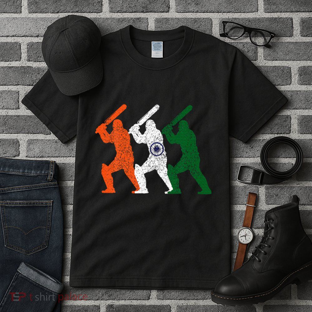 Cricket Player Indian Flag Vintage India Cricket Tall T-Shirt