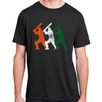 Cricket Player Indian Flag Vintage India Cricket Adult ChromaSoft Performance T-Shirt