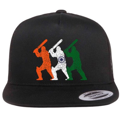 Cricket Player Indian Flag Vintage India Cricket Flatbill Hat