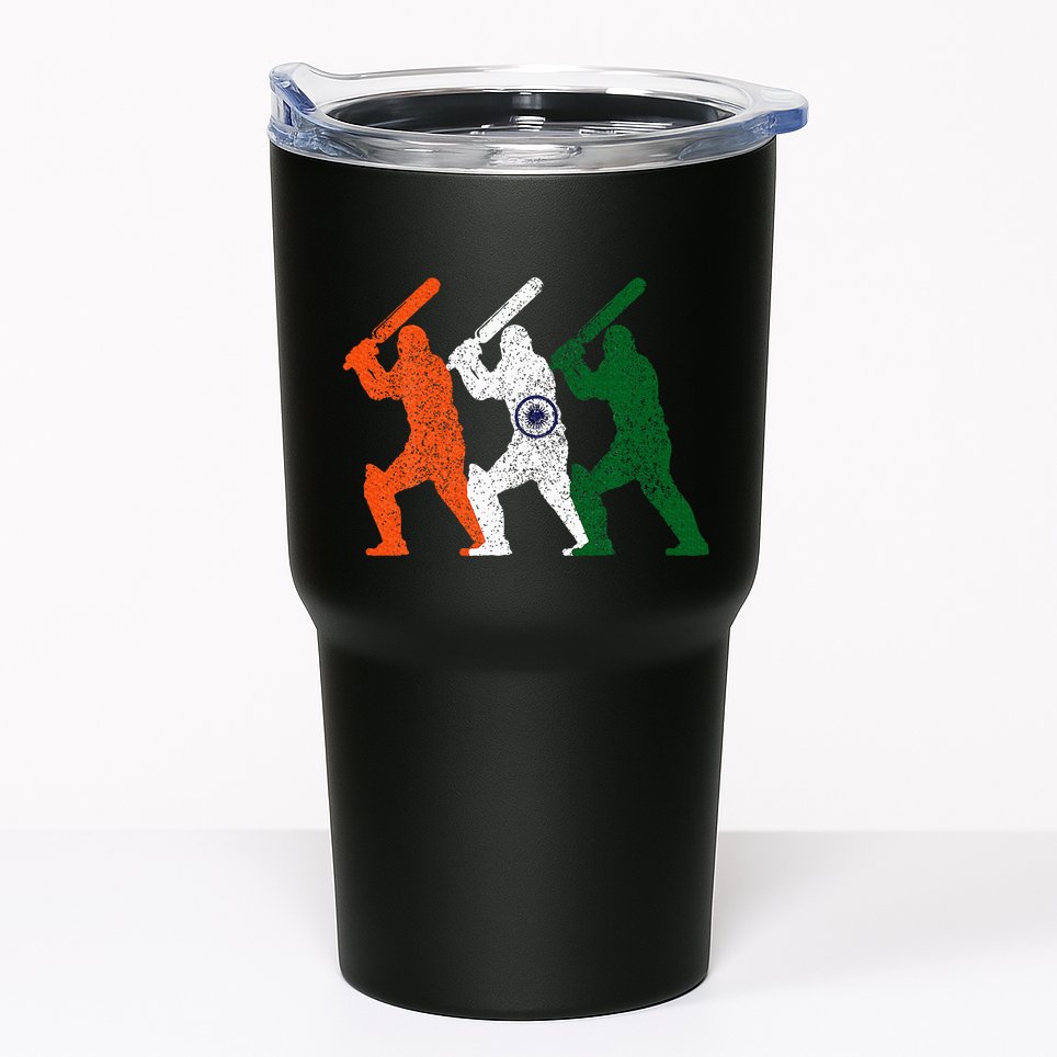 Cricket Player Indian Flag Vintage India Cricket Tumbler