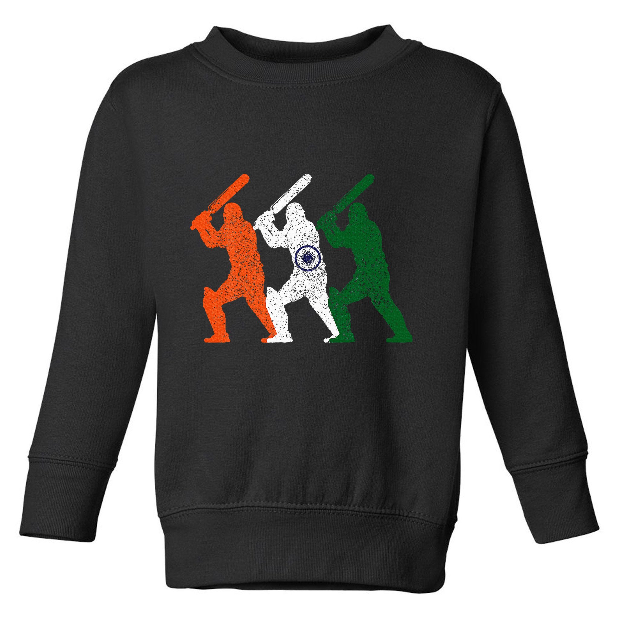 Cricket Player Indian Flag Vintage India Cricket Toddler Sweatshirt