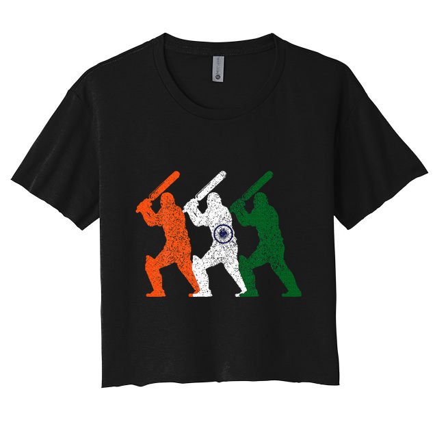 Cricket Player Indian Flag Vintage India Cricket Crop Top