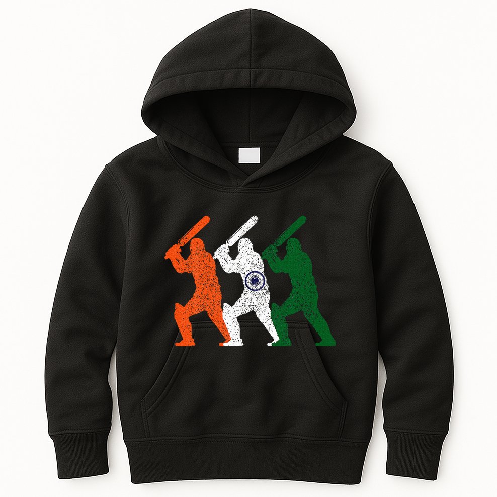 Cricket Player Indian Flag Vintage India Cricket Kids Hoodie