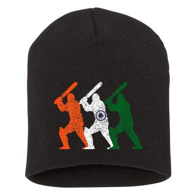Cricket Player Indian Flag Vintage India Cricket Short Acrylic Beanie