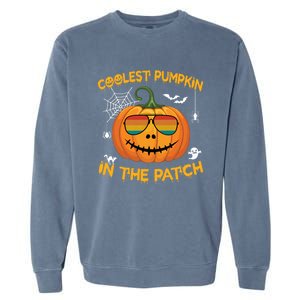 Coolest Pumpkin In The Patch Funny Pumpkin Sunglasses Gift Garment-Dyed Sweatshirt