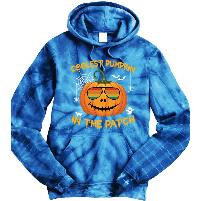 Coolest Pumpkin In The Patch Funny Pumpkin Sunglasses Gift Tie Dye Hoodie