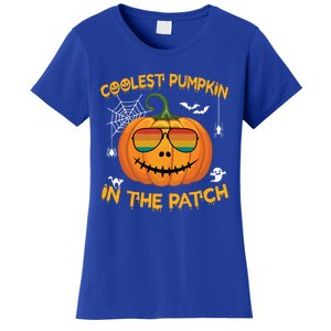 Coolest Pumpkin In The Patch Funny Pumpkin Sunglasses Gift Women's T-Shirt