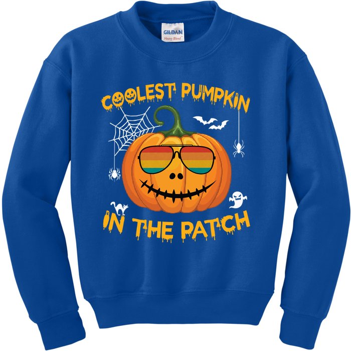 Coolest Pumpkin In The Patch Funny Pumpkin Sunglasses Gift Kids Sweatshirt