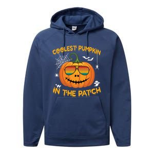 Coolest Pumpkin In The Patch Funny Pumpkin Sunglasses Gift Performance Fleece Hoodie