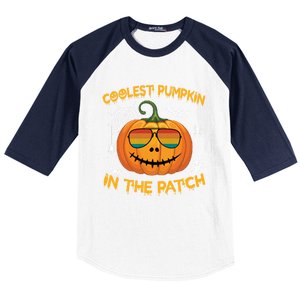 Coolest Pumpkin In The Patch Funny Pumpkin Sunglasses Gift Baseball Sleeve Shirt