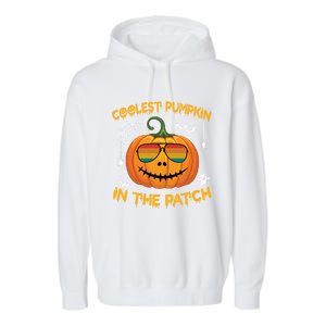 Coolest Pumpkin In The Patch Funny Pumpkin Sunglasses Gift Garment-Dyed Fleece Hoodie