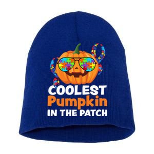 Coolest Pumpkin In The Patch Autism Halloween Gift Short Acrylic Beanie