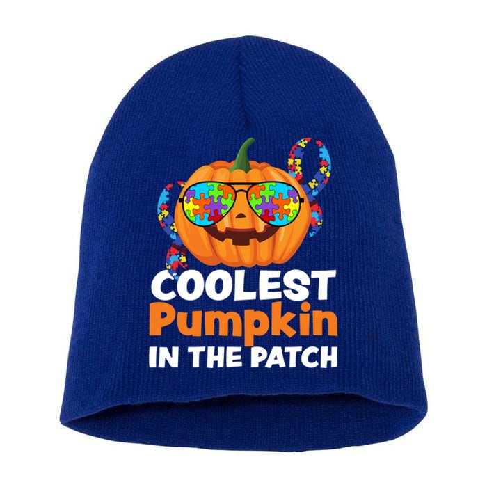 Coolest Pumpkin In The Patch Autism Halloween Gift Short Acrylic Beanie