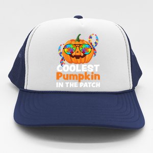 Coolest Pumpkin In The Patch Autism Halloween Gift Trucker Hat