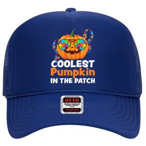 Coolest Pumpkin In The Patch Autism Halloween Gift High Crown Mesh Back Trucker Hat