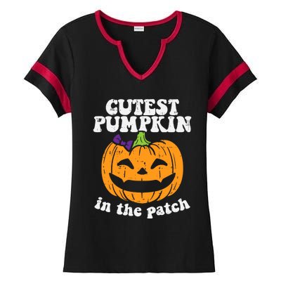 Cutest Pumpkin In The Patch Cute Halloween Girl Ladies Halftime Notch Neck Tee