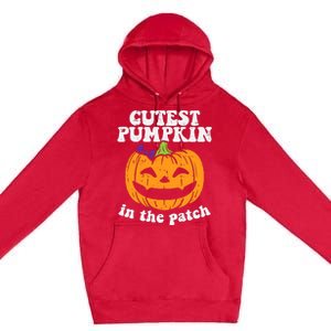 Cutest Pumpkin In The Patch Cute Halloween Girl Premium Pullover Hoodie