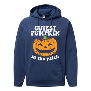 Cutest Pumpkin In The Patch Cute Halloween Girl Performance Fleece Hoodie