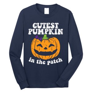 Cutest Pumpkin In The Patch Cute Halloween Girl Long Sleeve Shirt