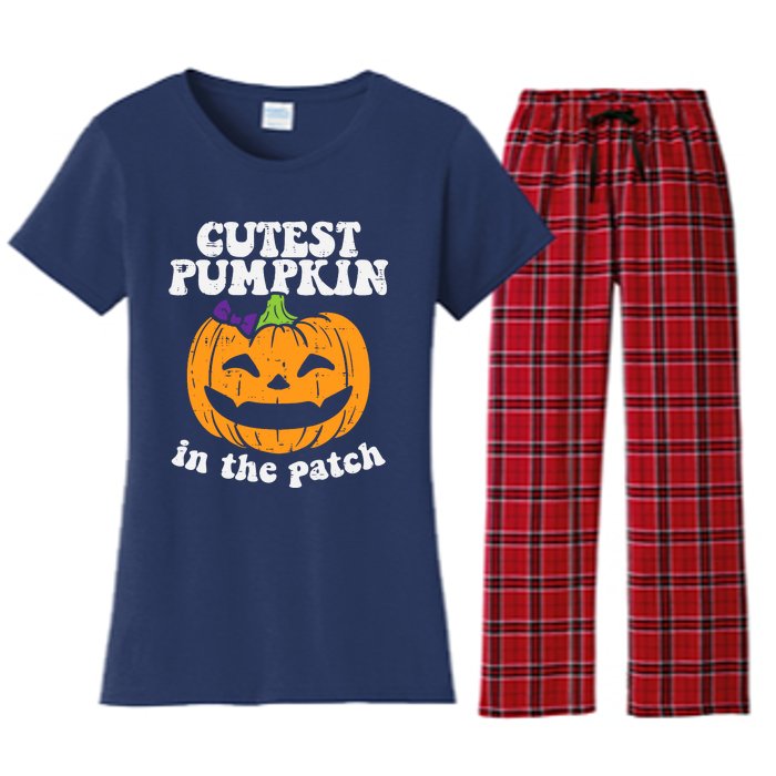 Cutest Pumpkin In The Patch Cute Halloween Girl Women's Flannel Pajama Set