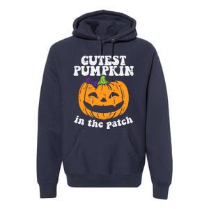 Cutest Pumpkin In The Patch Cute Halloween Girl Premium Hoodie