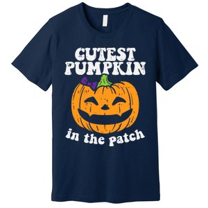 Cutest Pumpkin In The Patch Cute Halloween Girl Premium T-Shirt