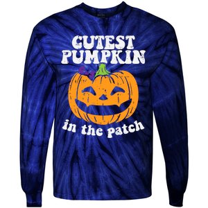 Cutest Pumpkin In The Patch Cute Halloween Girl Tie-Dye Long Sleeve Shirt